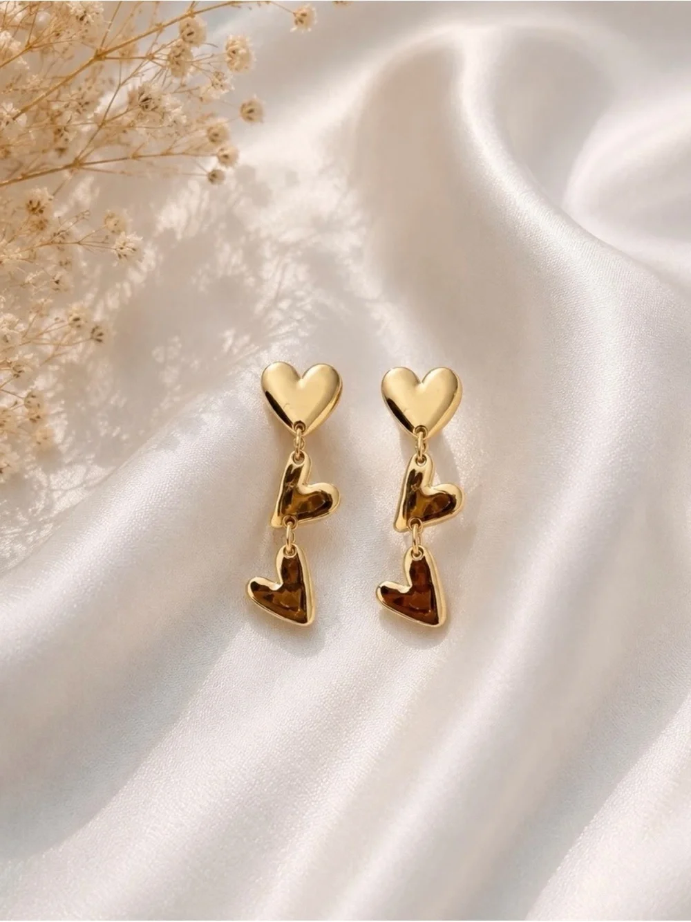 Gold Heart & Hoop Earring Set